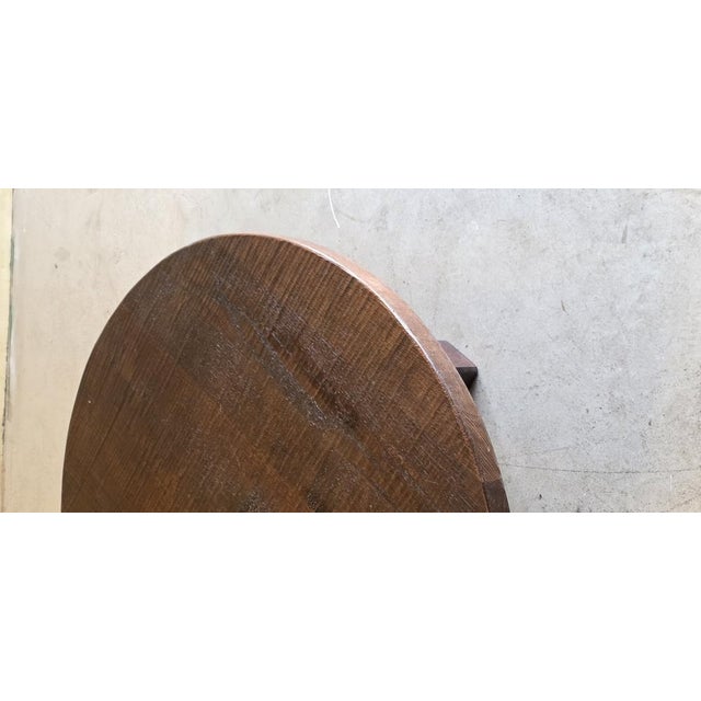 Large Round Brutalist Coffee Table in Oak, 1960s For Sale - Image 9 of 11