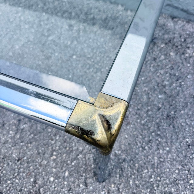 Mid 20th Century Hollywood Regency Golden Chrome Coffee Table For Sale - Image 5 of 10