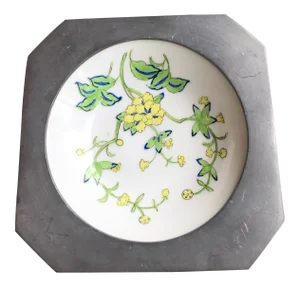 Japanese Porcelain Ware With Pewter Surround