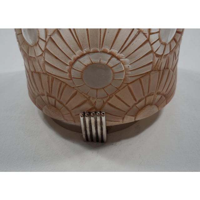 Silver Simonet Freres French Art Deco Patinated Floral Glass Pocket Wall Sconces 1930s - A Pair For Sale - Image 8 of 14