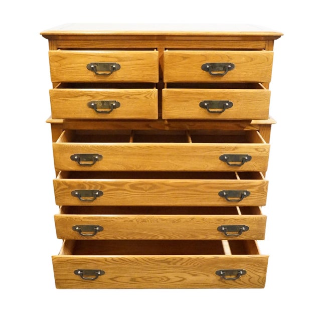 Link Taylor Countryside Collection Solid Oak Early American Rustic 42" Chest on Chest 6606 For Sale - Image 4 of 13