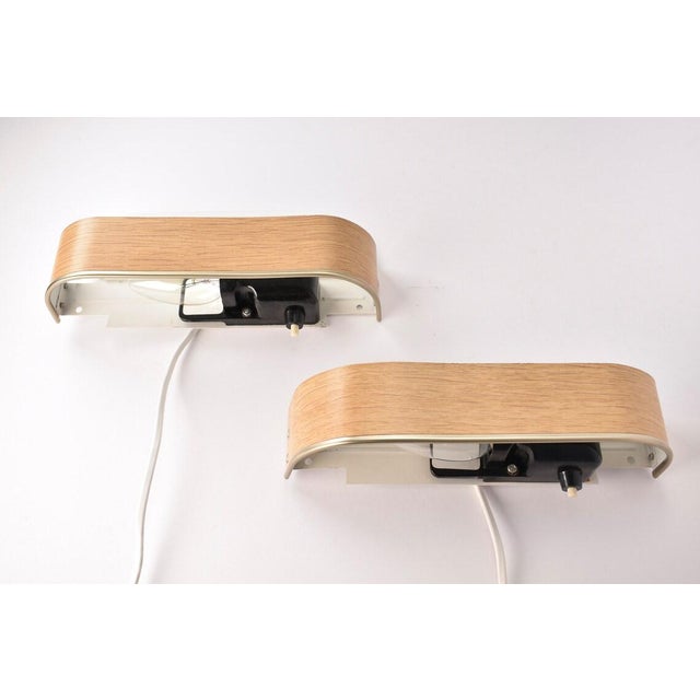 Mid 20th Century Mid Century Modern Scandinavian Wall Sconces Faux Wood - a Pair For Sale - Image 9 of 10