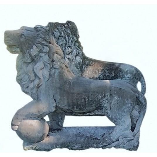 A remarkable and commanding pair of monumental Medici Lion statues dating to the mid-20th century. Inspired by the...