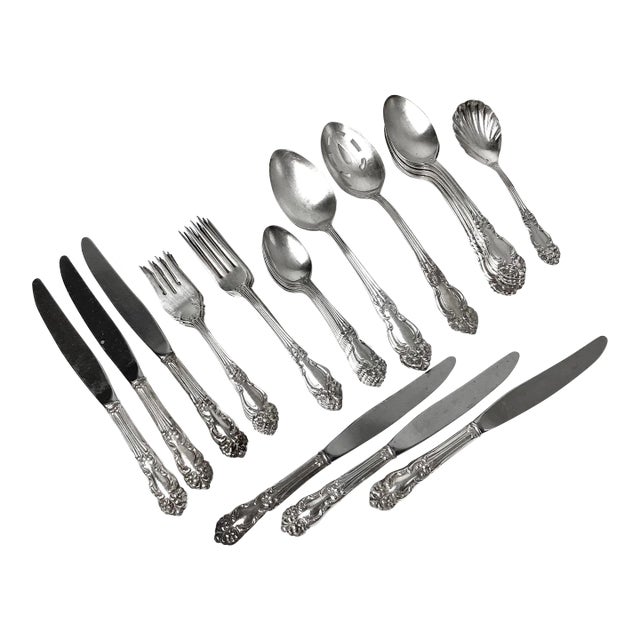Mid 20th Century Reed and Barton Silverplated Tiger Lily Flatware Place Setting for Six- 34 Pieces For Sale