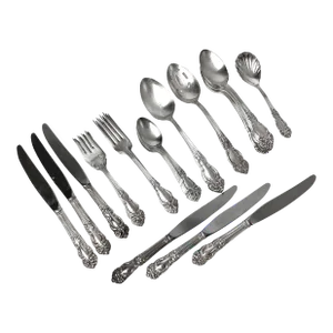 Mid 20th Century Reed and Barton Silverplated Tiger Lily Flatware Place Setting for Six- 34 Pieces