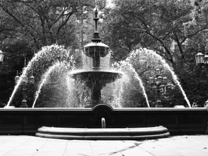 "Fountain in City Hall Park, NYC" Contemporary City Scene Photograph Print by Louise Weinberg