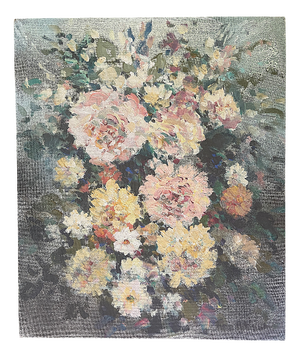 Jean Bréant, Bouquet of Peonies, 1960s, Oil Painting on Canvas