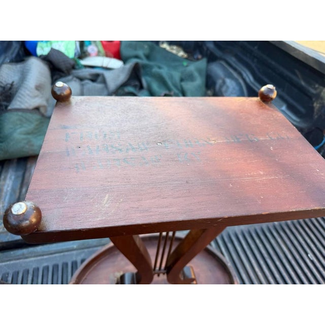 Early 20th Century Neoclassical Style Oval Mahogany Lyre Base Side Table For Sale - Image 4 of 14