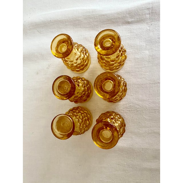 Mid 20th Century Modern Empoli Italian Amber Glass Grape Decanter Set & 6 Cordial/Shot Glasses For Sale In Denver - Image 6 of 11