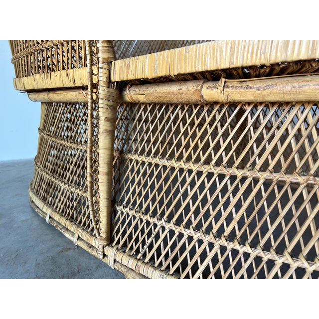 Vintage Bohemian Wicker Rattan Peacock Back Chaise Lounge Chairish