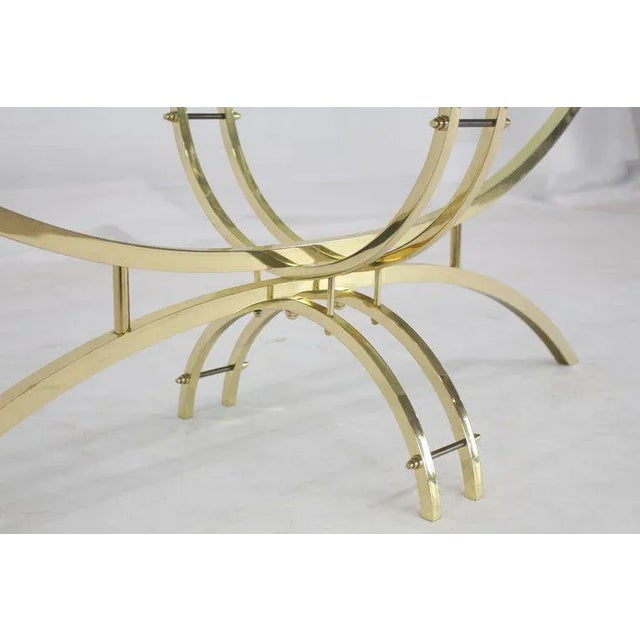 Metal Mid-Century Modern Oval Brass & Glass Coffee Table For Sale - Image 7 of 10