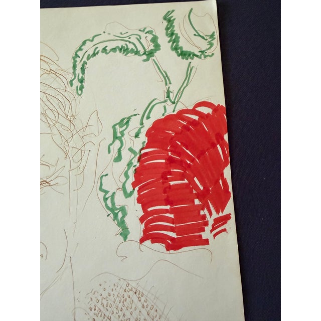 1964 Dimitrie Berea Colored Sketch of a Man Prepared With Ink and Markers For Sale - Image 4 of 4