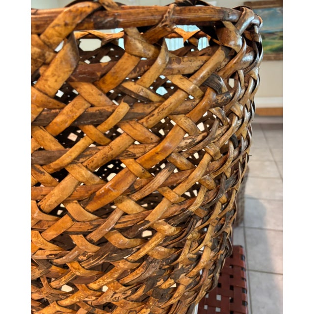 Vintage Oversized Tortoise Shell Burnt Bamboo Burl Floor Basket Planter For Sale In Miami - Image 6 of 10