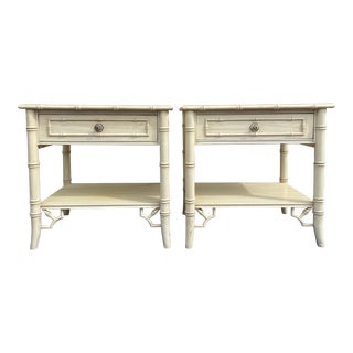 Vintage Thomasville Allegro Faux Bamboo Nightstand Pair For Sale