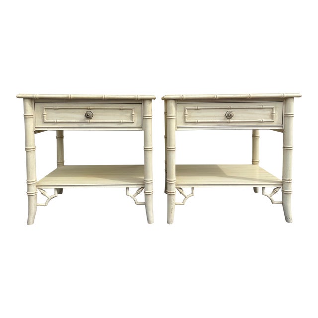 Vintage Thomasville Allegro Faux Bamboo Nightstand Pair Chairish