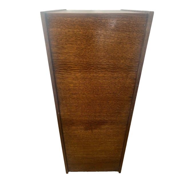 Antique Yawman and Erbe Tiger Oak Vertical File Cabinet Arts and Crafts C1910 For Sale - Image 12 of 12