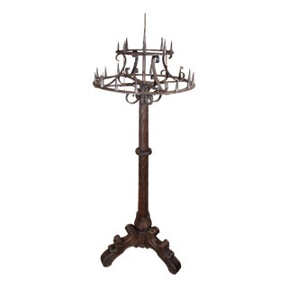 19th Century Wooden Candleholder For Sale