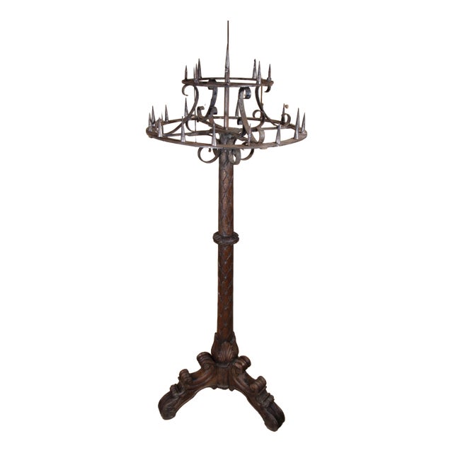 19th Century Wooden Candleholder For Sale