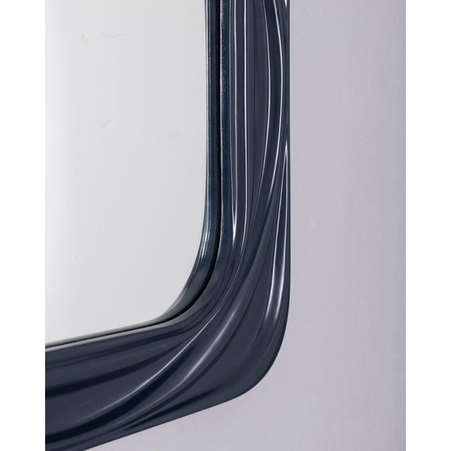Glass Vintage Square Wall Mirror in Blue Plastic, Italy, 1970s For Sale - Image 7 of 8