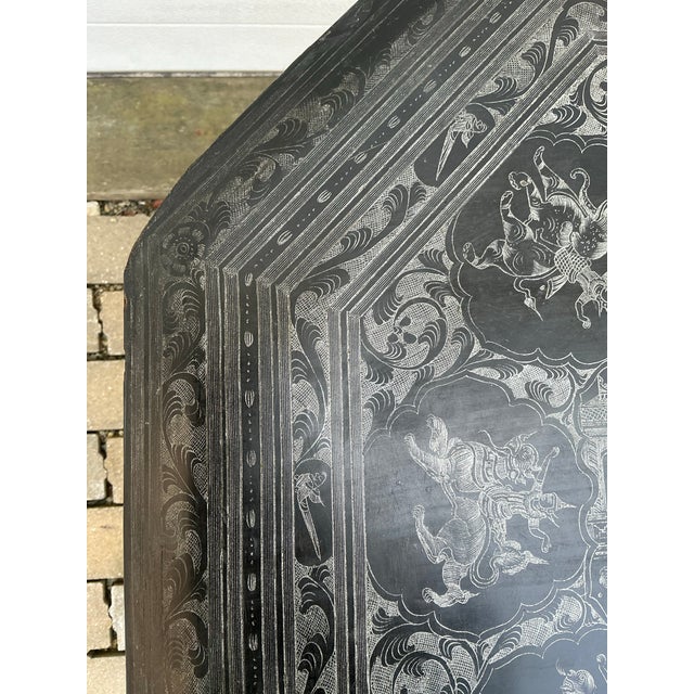 Antique Burmese Black Laquer Octagonal Table For Sale - Image 9 of 12