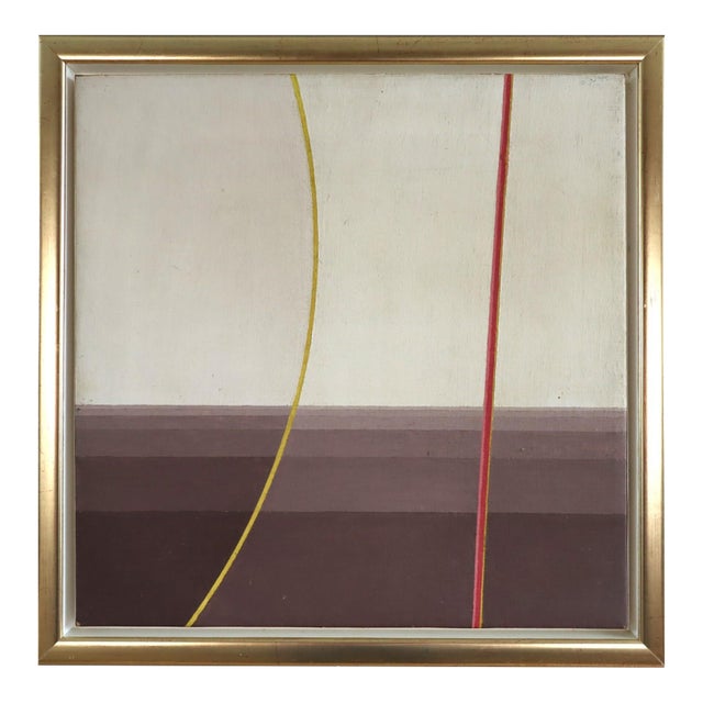 1971 Modernist 'Clocks & Chimes' Vintage Swedish Abstract Oil Painting, Framed For Sale