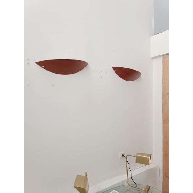 1980s Wood and Brass Wall Lights from Declic, 1980s, Set of 2 For Sale - Image 5 of 10