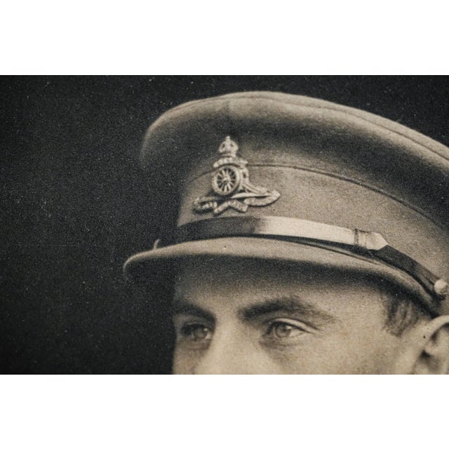 Captivating Original World War I Antique Leather Framed Studio Photograph Portrait of British Soldier in Uniform Militaria Home Decor For Sale In New York - Image 6 of 10