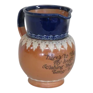 Royal Doulton Lambeth Stoneware 711 Hard Times Sayings Motto Pitcher