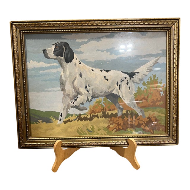 Vintage Paint by Number Oil Under Glass Back Signed. For Sale