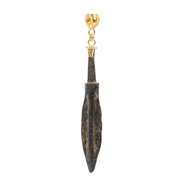 Charcoal Roman Spear Pendant W 21k Bail For Sale - Image 8 of 13