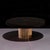 Dining table with ebonized Oak top from old Italian wine barrels and multifaceted pedestal in cast bronze. Inspired by...