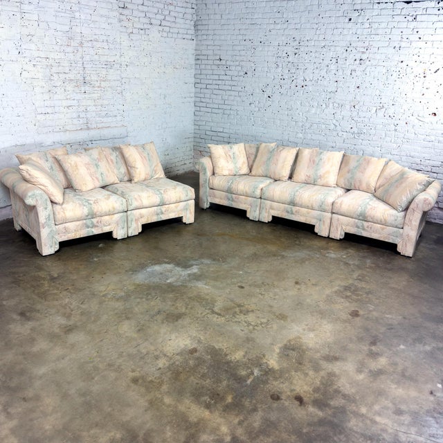 Wood Late 20th Century Modern 5 Piece Modular Sectional Sofa Contemporary Classics Line by Drexel Heritage For Sale - Image 7 of 18