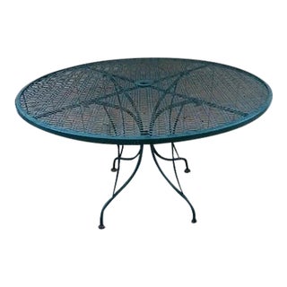 Vintage Russell Woodard Style Patio Table Green Color For Sale
