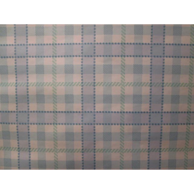 Contemporary 1970s Vintage Blue Gingham Motif Wallpaper For Sale - Image 3 of 8