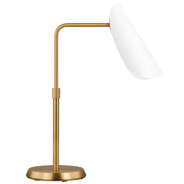 Contemporary AERIN By Visual Comfort Studio Tresa Task Table Lamp in Matte White and Burnished Brass For Sale - Image 3 of 3