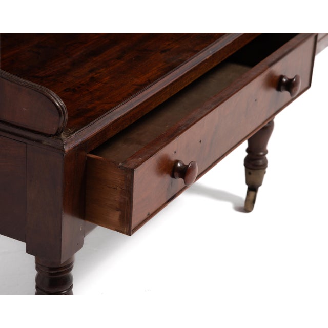 Antique Massachusetts Sheraton Double Washstand 6 Drawers Straight Gallery Server For Sale - Image 17 of 18