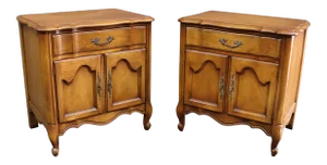 Louis XV Style Fruitwood Nightstands - a Pair