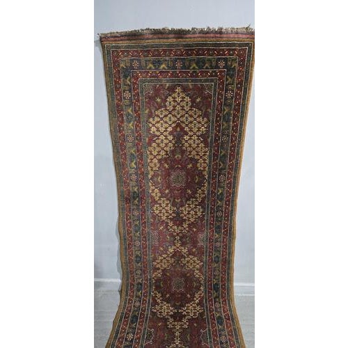 Metal Tribal Runner Rug in Wool For Sale - Image 7 of 8