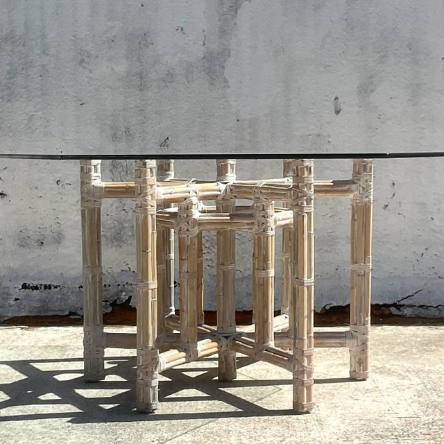 Coastal Vintage Coastal Bundled Bamboo Dining Table After McGuire For Sale - Image 3 of 8