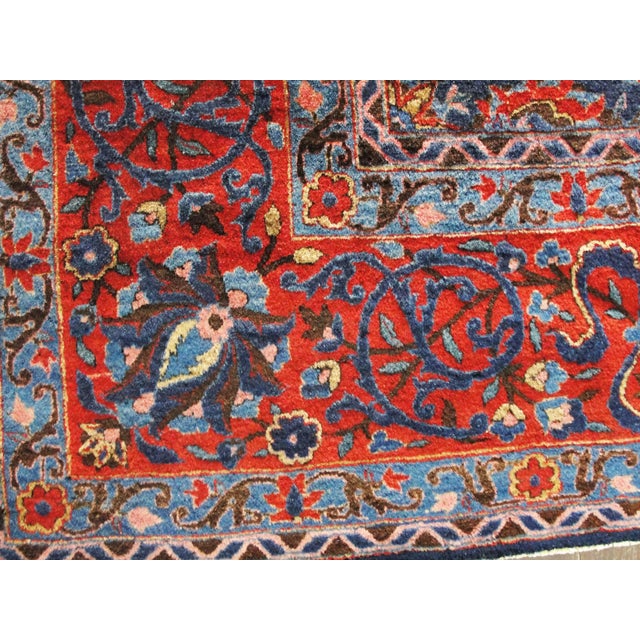 Blue Antique Fine Persian Manchester Wool Kashan Carpet For Sale - Image 8 of 9