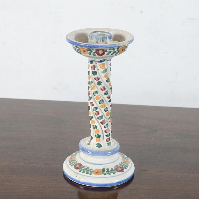 Majolica Ceramic Castle Candleholder For Sale - Image 3 of 6