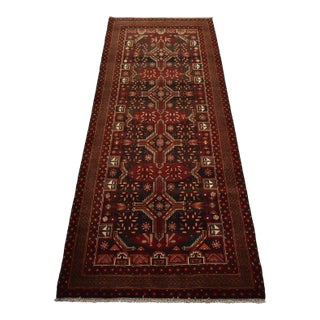 Baloch Runner 3’5” X 8′ Black Wool Vintage Tribal Hand-Knotted Oriental Rug For Sale