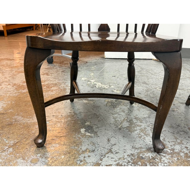 English Windsor Style Vintage Arm Chairs, Pair For Sale - Image 9 of 12