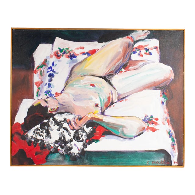 1994 Acrylic on Canvas Nude Painting by Caroline Mecklin For Sale