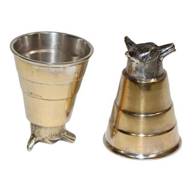 Elizabeth II Style Fox Head Stirrup Cups - A Pair For Sale