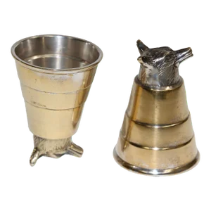 Elizabeth II Style Fox Head Stirrup Cups - A Pair