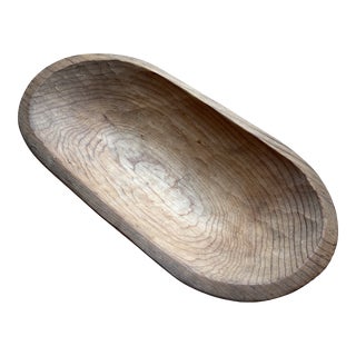 Vintage Carved Wooden Dough Bowl For Sale