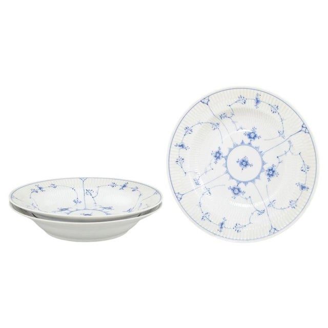 2000 - 2009 Blue Fluted Plain Deep Plates in Porcelain from Royal Copenhagen, Set of 3 For Sale - Image 5 of 5