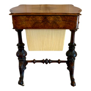 Antique Victorian Burr Walnut Sewing Table, 1860s For Sale