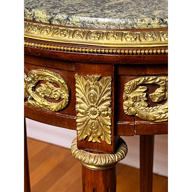 Late 19th Century 19th Century French Louis XVI Style Gueridon Side Table With Marble Top and Ormolu For Sale - Image 5 of 11